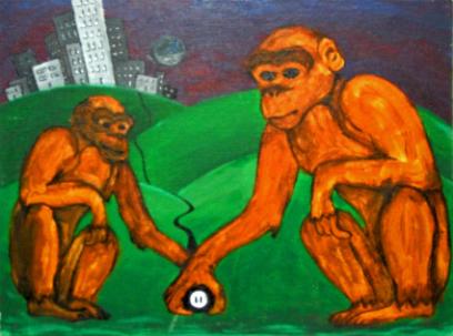 [FOR SALE] The Night The Power Went To The Monkeys + 2009 + Canvas Board + Acrylic + 18 x 12