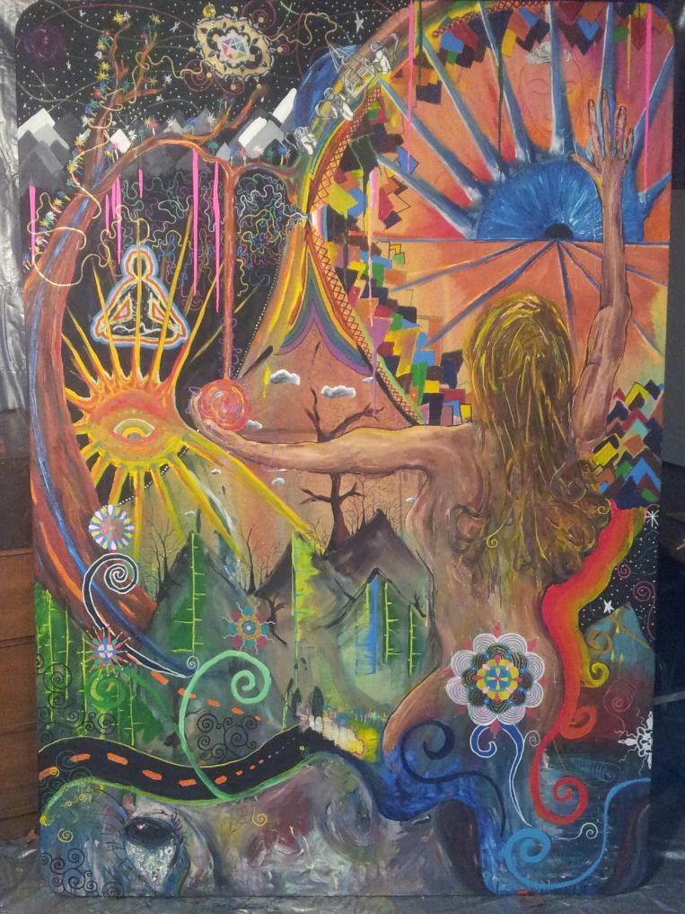 [FOR SALE] The Science Of Love And Sacrifice + 2012 + Collaboration with Mike Xenos + Canvas + Acrylic + 73 x 48