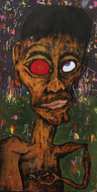 [SOLD] Self Portrait+ 2008 + Canvas + Wood Panel + 18 x 32