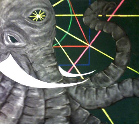 [SOLD] Seven Trunk Geometry + 2008 + Canvas + Acrylic + 32 x 24